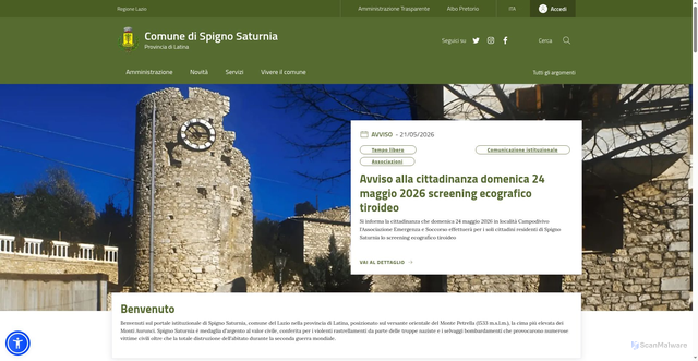 Security scan screenshot of https://www.comune.spignosaturnia.lt.it