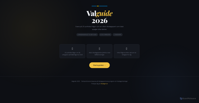 Security scan screenshot of https://valguide.se