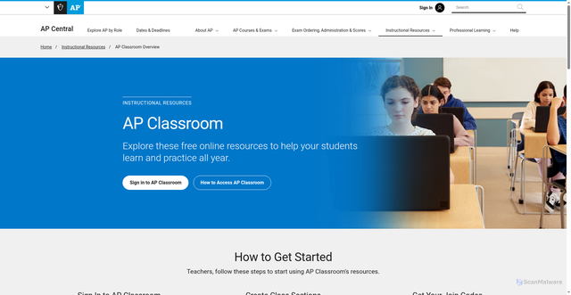 Security scan screenshot of https://apcentral.collegeboard.org/instructional-resources/ap-classroom