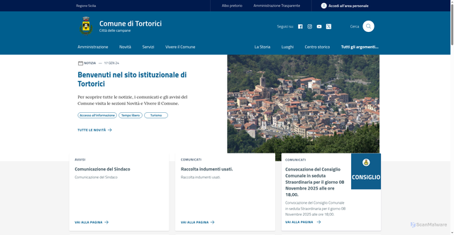 Security scan screenshot of https://www.comune.tortorici.me.it/
