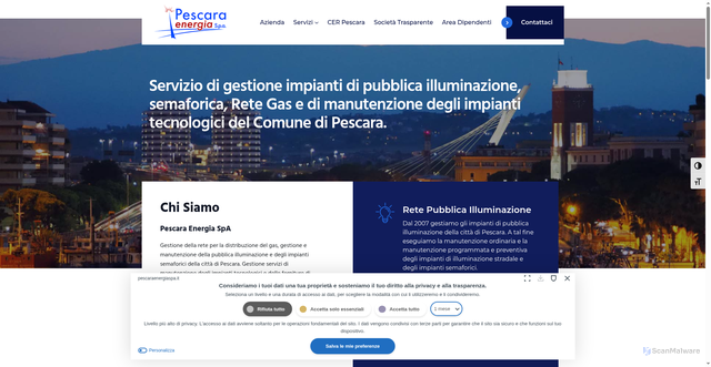Security scan screenshot of http://pescaraenergiaspa.it/