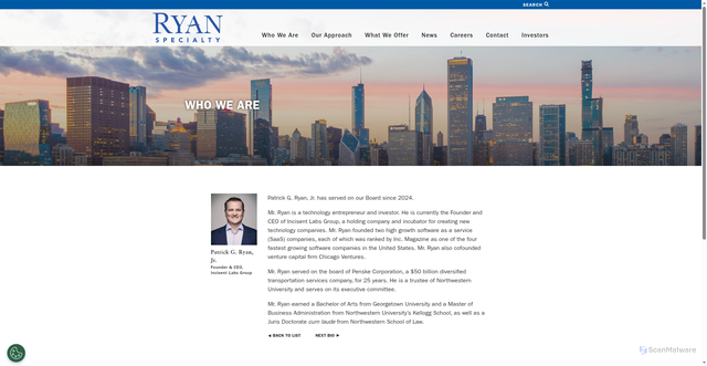 Security scan screenshot of https://ryanspecialty.com/leader/patrick-g-ryan-jr/
