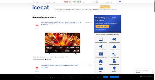 Security scan screenshot of https://icecat.se