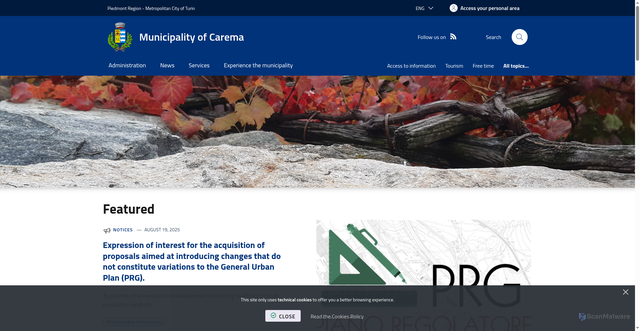 Security scan screenshot of https://www.comune.carema.to.it/it-it/home