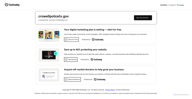 Security scan screenshot of https://crowellpolicetx.gov/