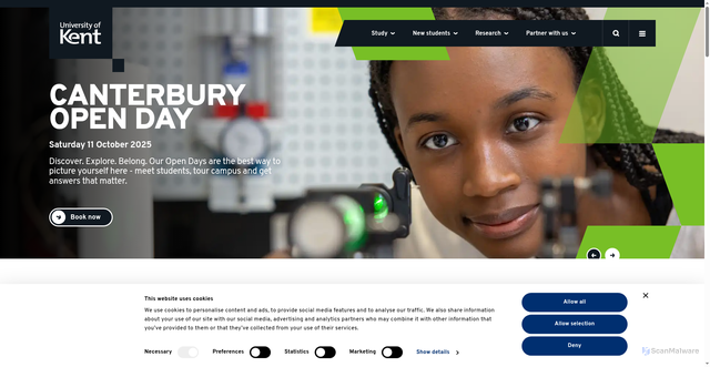 Security scan screenshot of https://www.kent.ac.uk/