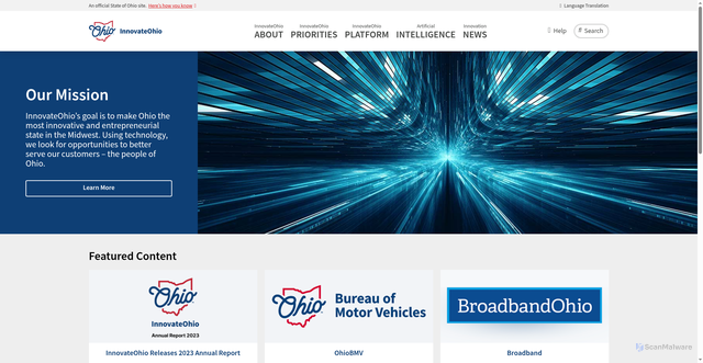 Security scan screenshot of https://innovateohio.gov/