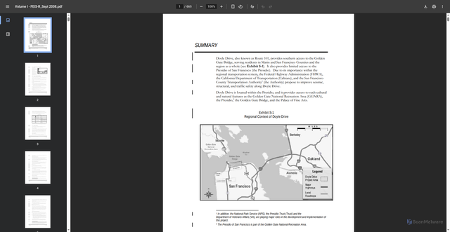 Security scan screenshot of https://www.sfcta.org/sites/default/files/2020-10/Presidio_Parkway_Final_Environmental_Impact_Statement_Report.pdf