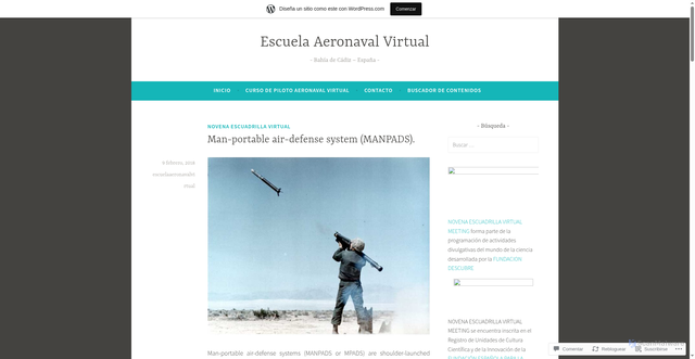 Security scan screenshot of https://escuelaaeronavalvirtual.wordpress.com/2018/02/09/man-portable-air-defense-system-manpads/