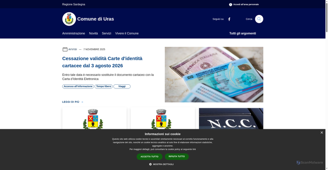Security scan screenshot of https://www.comune.uras.or.it/it