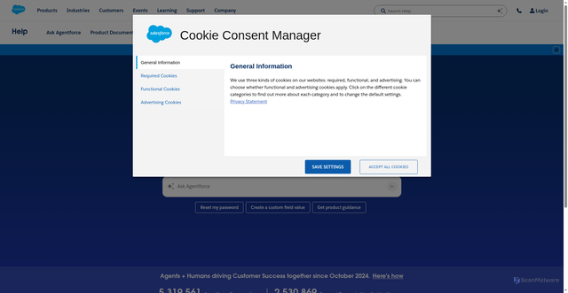 Security scan screenshot of https://help.salesforce.com