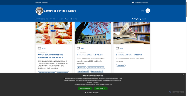 Security scan screenshot of https://www.comune.pontirolonuovo.bg.it
