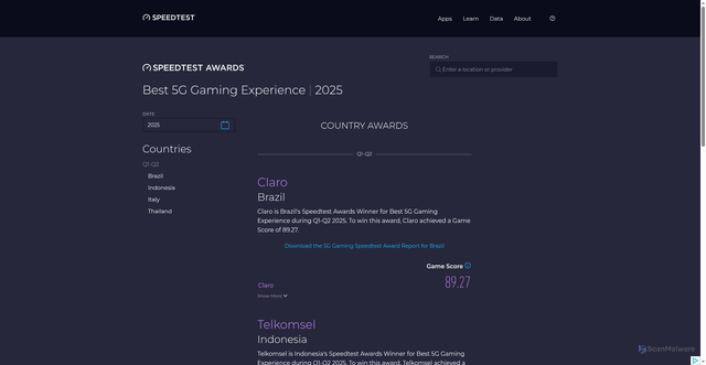 Security scan screenshot of https://my-pages-1eh.pages.dev/awards/best-5g-gaming-experience/?