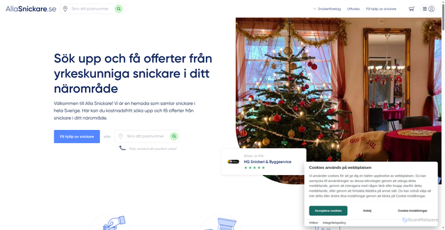 Security scan screenshot of https://allasnickare.se