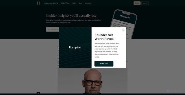 Security scan screenshot of https://joinhampton.com/blog/scott-galloway-net-worth-100-million-happiness-giving