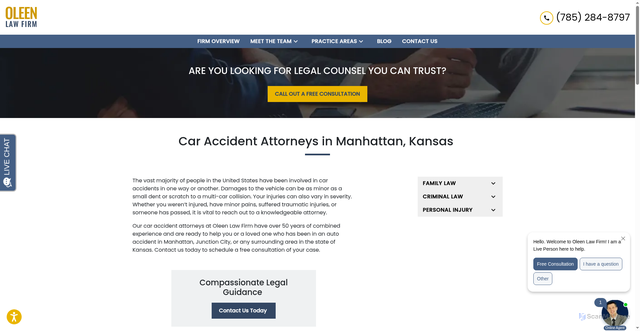 Security scan screenshot of https://www.oleenlawfirm.com/practice-areas/personal-injury/car-accident/
