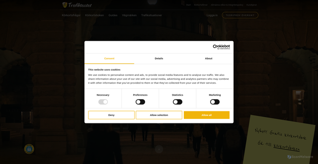 Security scan screenshot of https://www.trafiktestet.se/