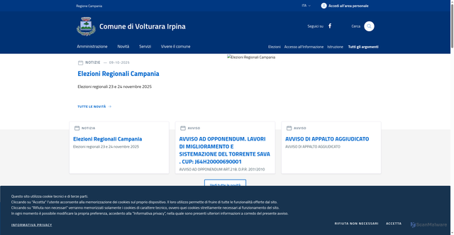 Security scan screenshot of https://www.comune.volturarairpina.av.it/