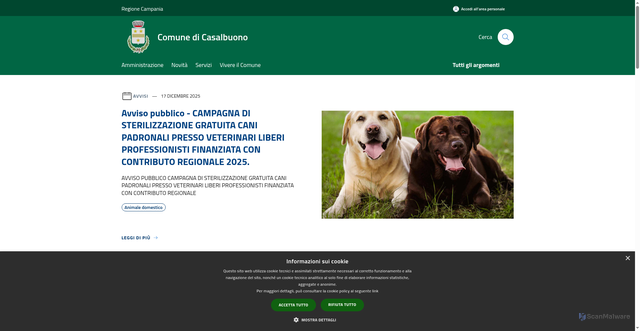 Security scan screenshot of https://www.comune.casalbuono.sa.it/it