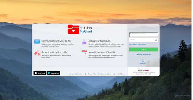 Security scan screenshot of https://mystlukeschart.org