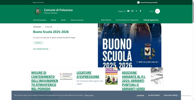 Security scan screenshot of https://www.comune.polverara.pd.it