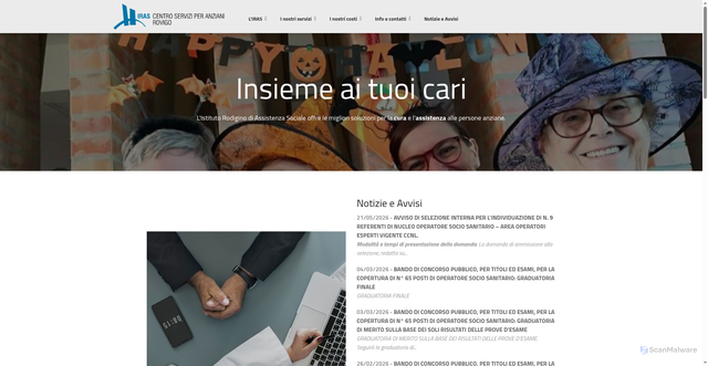 Security scan screenshot of https://www.irasrovigo.it