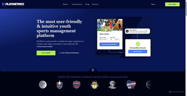 Security scan screenshot of https://home.playmetrics.com/