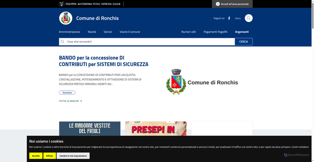 Security scan screenshot of https://www.comune.ronchis.ud.it/