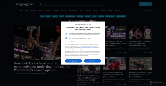 Security scan screenshot of https://www.abqjournal.com/sports/lobos-basketball/