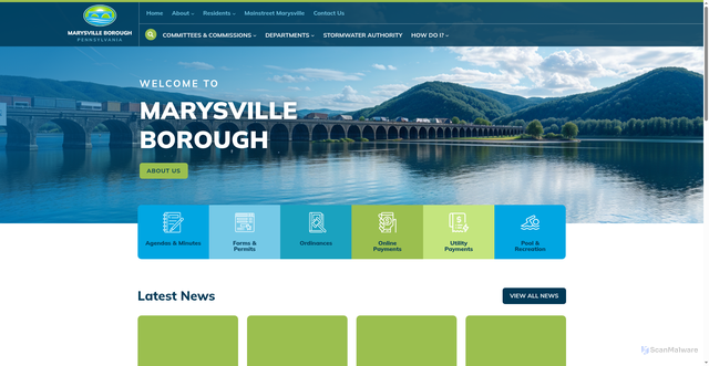 Security scan screenshot of https://marysvilleboroughpa.gov/
