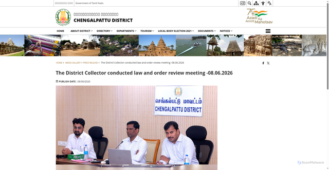 Security scan screenshot of https://chengalpattu.nic.in/the-district-collector-conducted-law-and-order-meeting-08-06-2026/