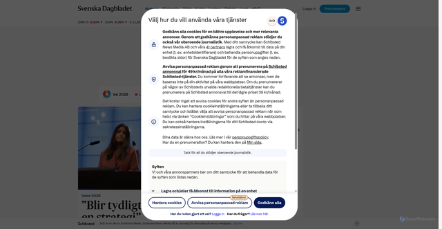 Security scan screenshot of https://svd.se
