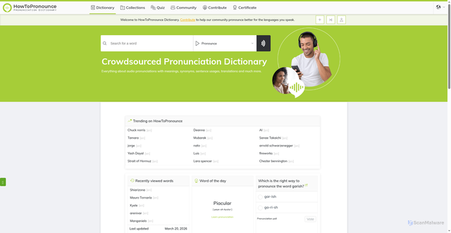 Security scan screenshot of https://www.howtopronounce.com