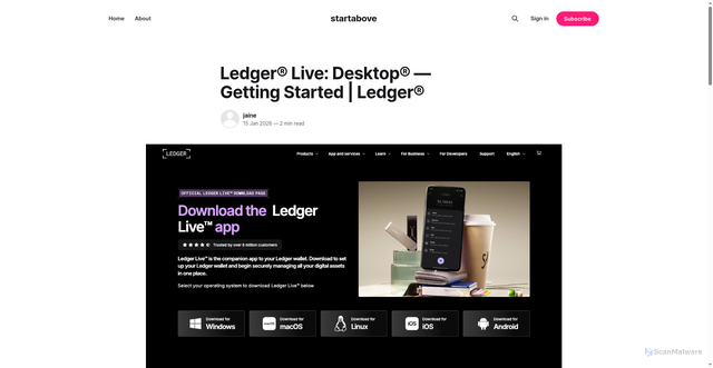 Security scan screenshot of https://startabove.ghost.io/desktop-en/