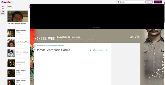 Security scan screenshot of https://narcos.fandom.com/wiki/Ismael_Zambada_Garc%C3%ADa