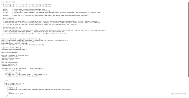 Security scan screenshot of https://github.com/Cappricio-Securities/camjacking/raw/refs/heads/main/camjacking.js