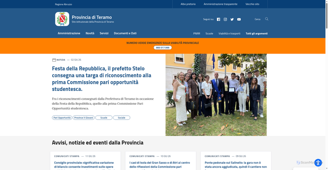 Security scan screenshot of https://www.provincia.teramo.it