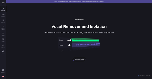 Security scan screenshot of https://vocalremover.org