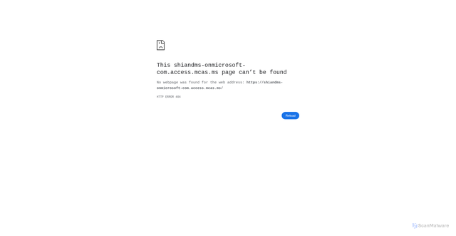 Security scan screenshot of https://shiandms-onmicrosoft-com.access.mcas.ms