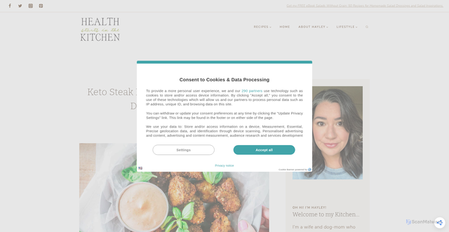 Security scan screenshot of https://healthstartsinthekitchen.com/keto-steak-nuggets-with-chipotle-ranch-dip-keto-carnivore/