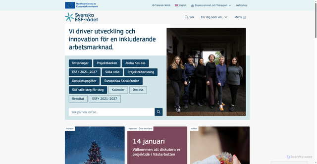 Security scan screenshot of https://www.esf.se