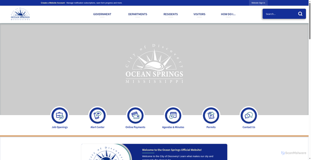 Security scan screenshot of https://oceansprings-ms.gov/