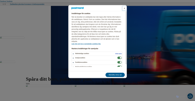 Security scan screenshot of https://postnord.se