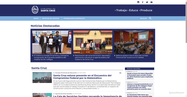 Security scan screenshot of https://noticias.santacruz.gob.ar