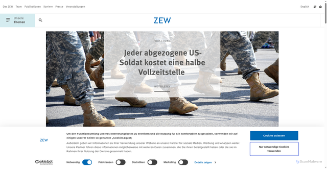 Security scan screenshot of http://www.zew.de