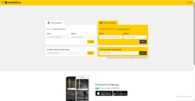 Security scan screenshot of https://www.canada411.ca