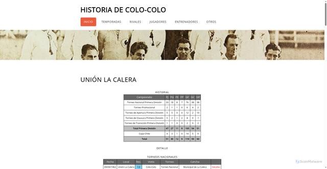 Security scan screenshot of https://historiadecolocolo.com/rival-nac/calera.html