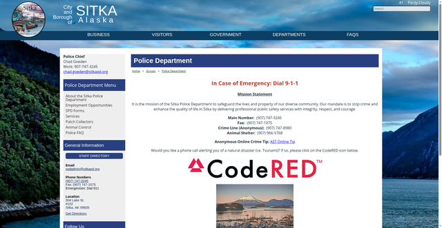 Security scan screenshot of https://www.cityofsitka.com/directory/policedepartment
