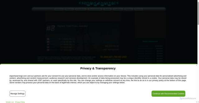 Security scan screenshot of https://www.esportsearnings.com