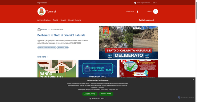 Security scan screenshot of https://comune.tarano.ri.it